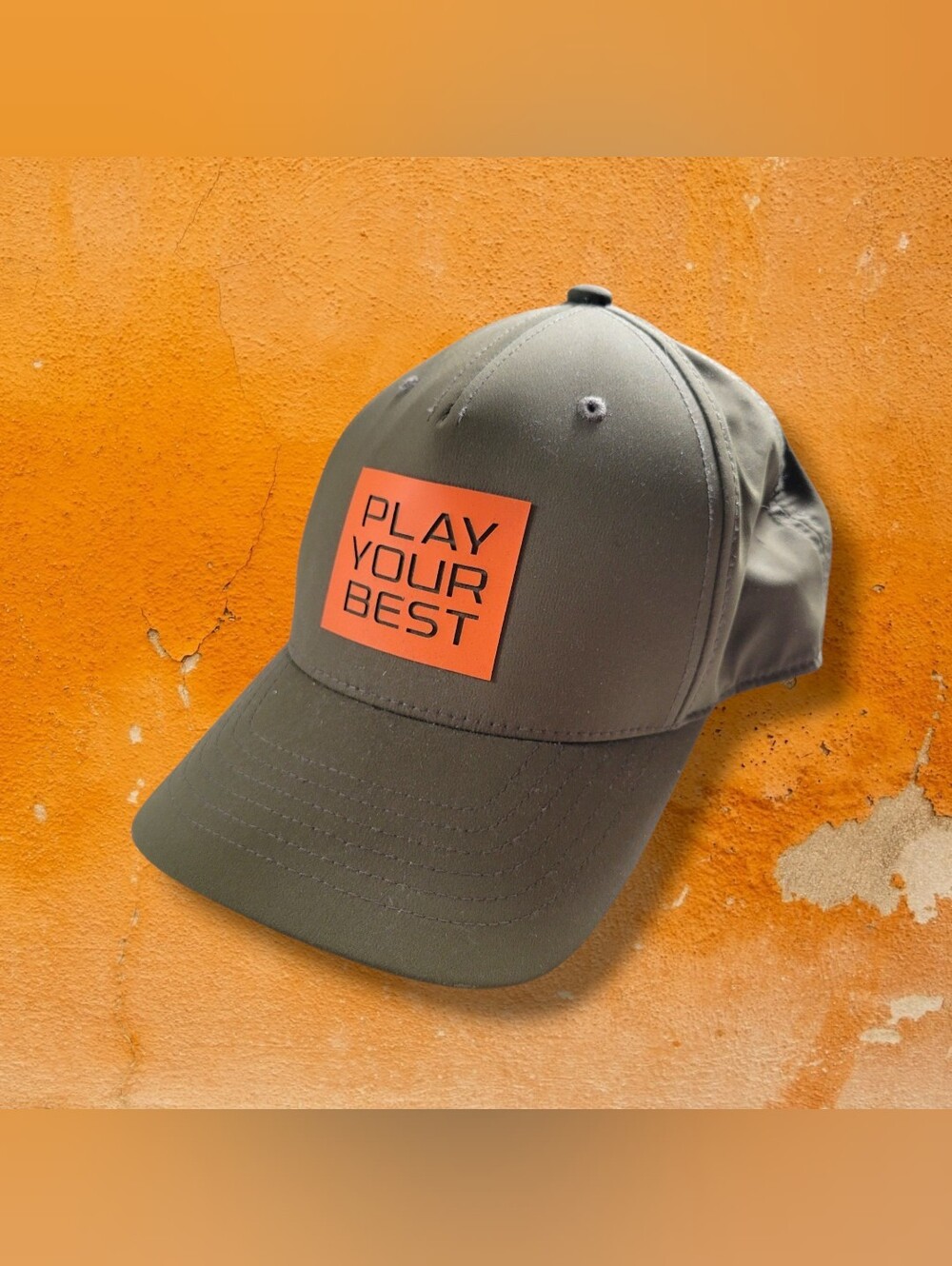 PING | EUC Men's Olive/Orange "Play Your Best" Flexfit Baseball Cap (OS)